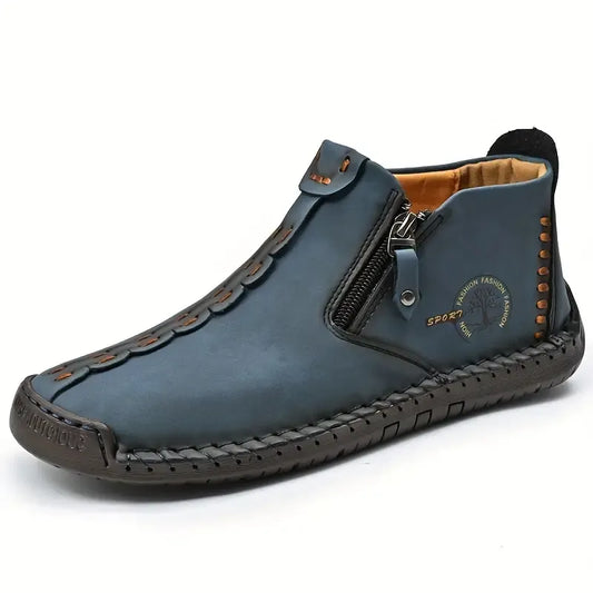 Men's Casual Stitched Boots with Zipper