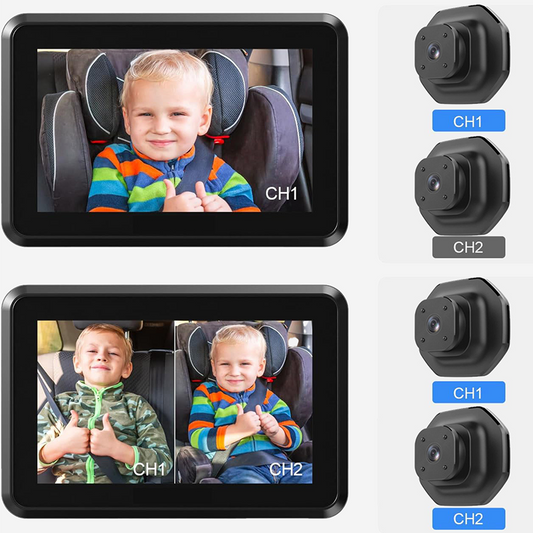🔥2025 NEW UPGRADE🔥Dual-Channel Display Baby Car Camera with IR Night Vision