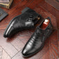 👞Men's Leather Ankle Boots with Double Side Zipper and Pointed Toe