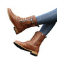 Women's Round Toe Side Zipper Leather Orthopedic Boots