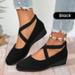 🔥Last Day Promotion 50% Off⏰🌹Elegant Solid Color Elastic Strap Low Wedge Shoes🩰