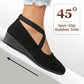 🔥Last Day Promotion 50% Off⏰🌹Elegant Solid Color Elastic Strap Low Wedge Shoes🩰