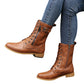 Women's Round Toe Side Zipper Leather Orthopedic Boots