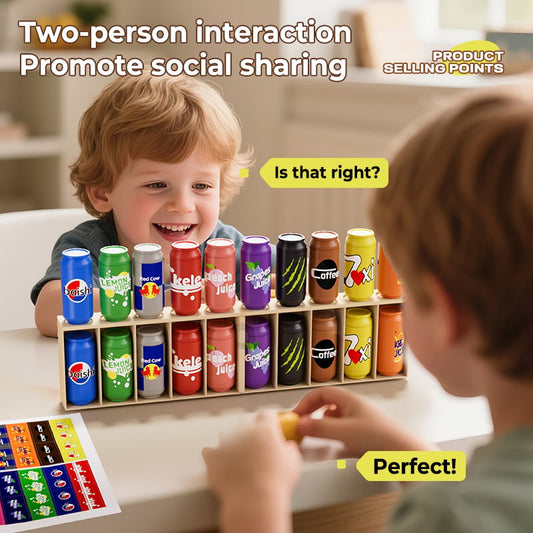 Baby Memory Matching Game, 10 Drink Bottle Pairs Toy, Color Recognition & Cognitive Development, Interactive Parent-Child Fun Activity