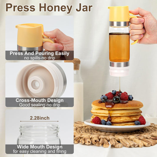 🍯9oz No-Drip Glass Honey & Syrup Dispenser – Mess-Free, Easy Pour & Perfect for Kitchen & Breakfast  ✨ 🍽️