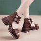 Women's Thick-Bottomed Round Toe Sandals with Back Zipper