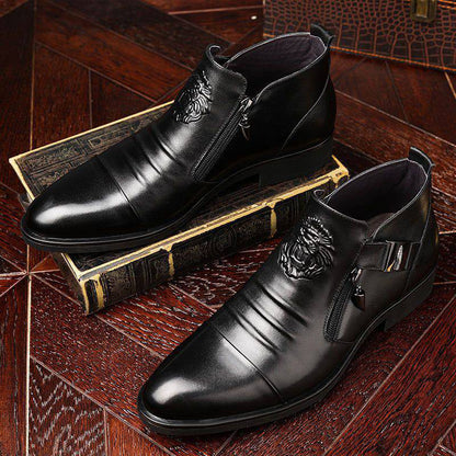 👞Men's Embossed Martin Boots  Dual Side Zipper Trendy Boots!