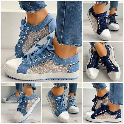 👟2025 New Design🙋‍♀️✨Ladies Casual Flat Round Toe Lace Up Low Top Shoes