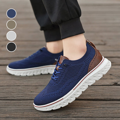 Fliwos Men’s Breathable Lightweight Knit Patchwork Sneakers