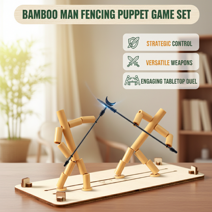 DIY Bamboo Man Fencing Puppet Game Set