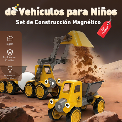 🎄 Magnetic Vehicle Building Set – The Ideal Christmas Gift for Little Builders 🚜