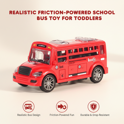 Realistic Friction-Powered School Bus Toy for Toddlers