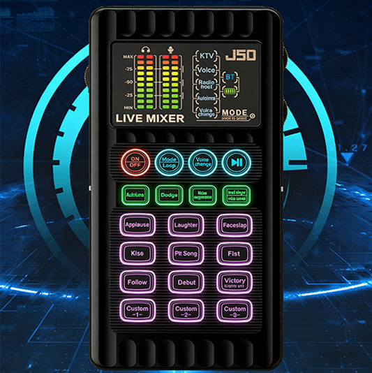 Portable Handheld Live Sound Card (Voice Changer): Multifunctional Effects + Noise Cancellation – Stream from Anywhere!