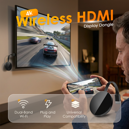 4K Wireless HDMI Display Dongle – Dual-Band Wi-Fi, Plug-and-Play & Universal Screen Mirroring for iOS/Android/Mac/PC 📺✨