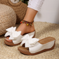 🎀Women's Bowknot Peep-Toe Wedge Sandals – Chic Design, Comfortable Wedge & Easy to Slip On🌸