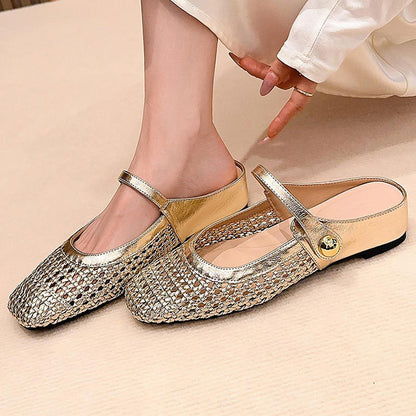 👡 Women’s Woven Square-Toe Mary Jane Mules – Stylish, Comfortable & Effortlessly Chic ✨💖