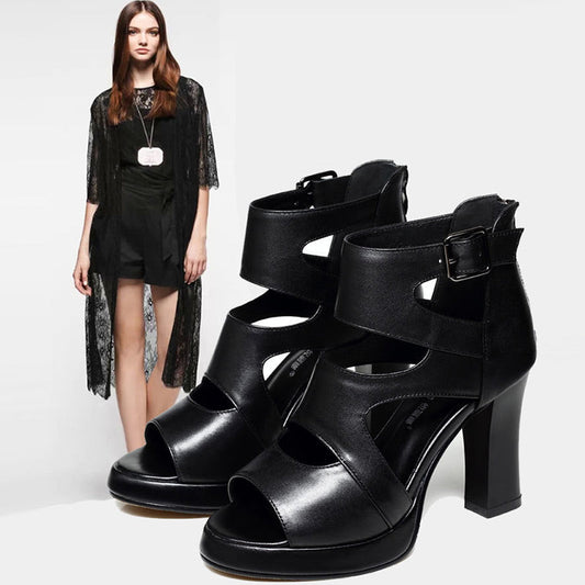 Women's Platform Hollow Out Open Toe High Heeled Sandals