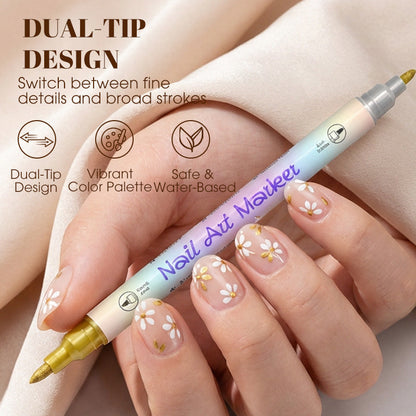 🔥50% off⏰Double‑Headed Nail Art Pen Set|Cultivating an appreciation for beauty from an early age