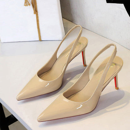Elegance never goes out of style👠Women's Patent Leather Pointed-Toe Slingback Stilettos