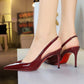 Elegance never goes out of style👠Women's Patent Leather Pointed-Toe Slingback Stilettos