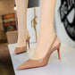 Elegance never goes out of style👠Women's Patent Leather Pointed-Toe Slingback Stilettos