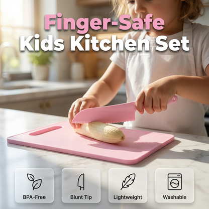 Kids Safe Kitchen Knife and Cutting Board Set