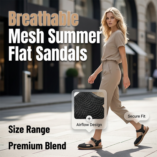 Breathable Mesh Flat Sandals with Ankle Strap