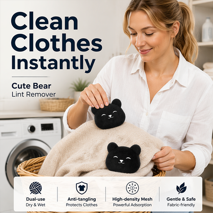 🐻🧹 Cute Bear Pet Hair Remover – Reusable, Gentle on Fabric – Picks Up Fur in Seconds! ✨