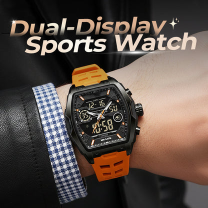 Track Time & Train Instantly! 5ATM Dual-Display Sports Watch