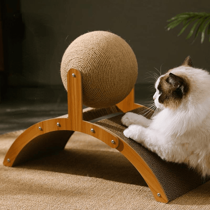 ⏳Sisal Cat Scratcher Ball with Cardboard Pad, 2‑in‑1 Cat Scratching Toy
