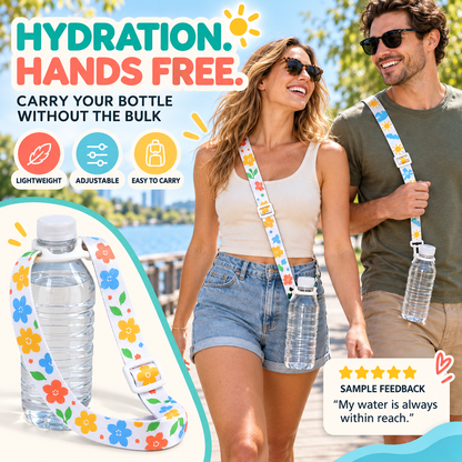 Adjustable Water Bottle Lanyard with Flexible Silicone Ring