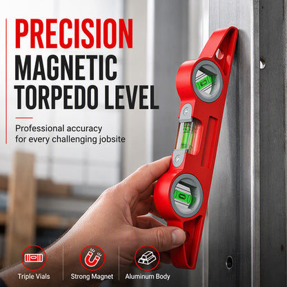 Magnetic Torpedo Level with Multi-Angle Bubble Vials
