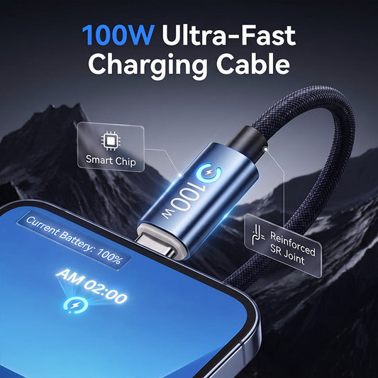 Charge Any Device Instantly! No-Overcharge 100W Braided Cable