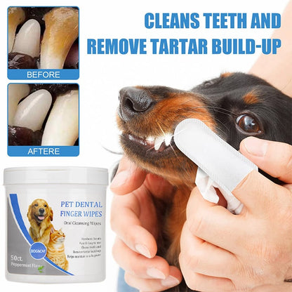 🐱🐶 Dental Care Finger Pads for Pets – For Cats & Dogs, Gentle, 50 Count, Fresh Breath! ✨