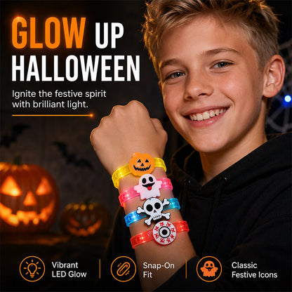 🎃 Buy 1 Get 1 Free! 👻 Kids LED Halloween Glow Bracelet – Flexible, Lightweight, Party Ready! ✨