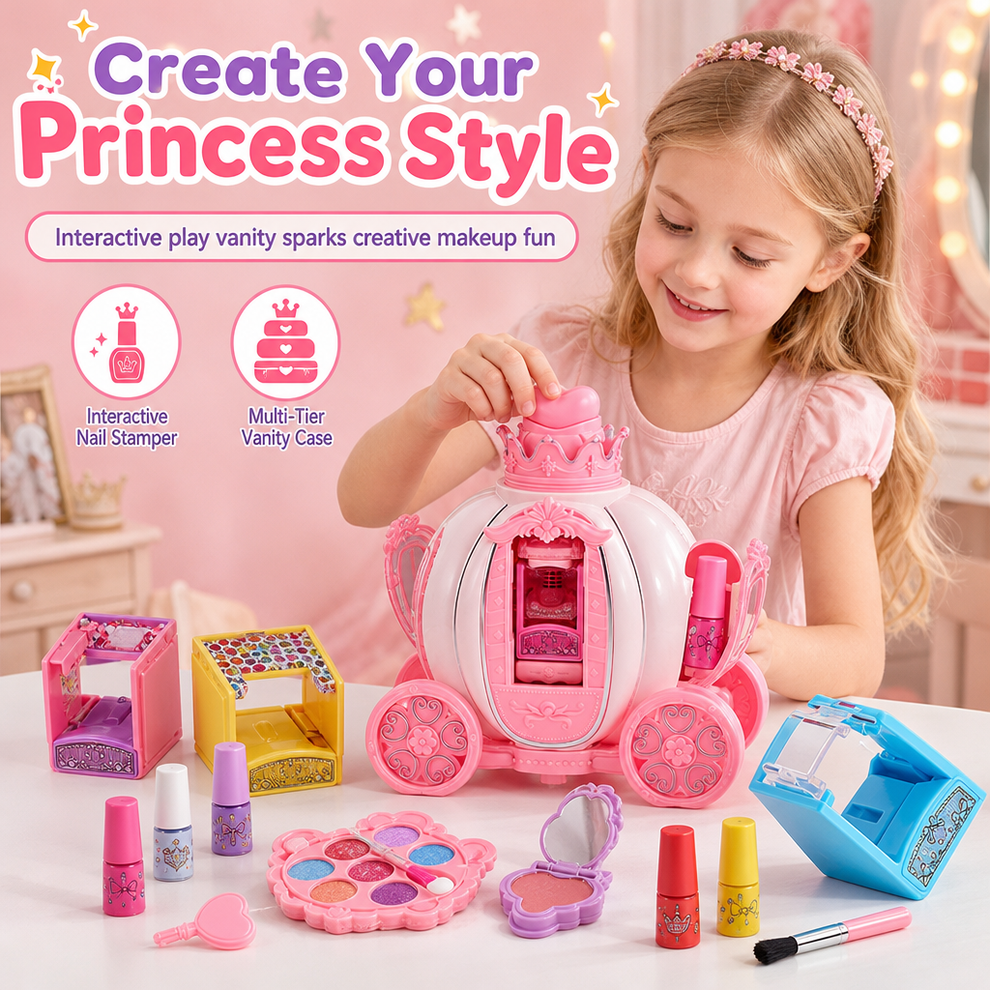 📢📢 50% OFF🎀Pink Kids Makeup Kit for Girls – Pretend Play Cosmetics Set ...