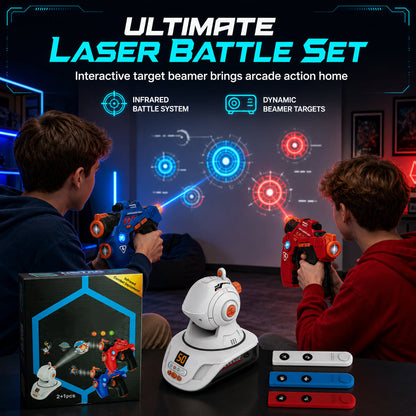 Kids Infrared Laser Battle Toy Gun Set with 2 Mini Pistols and 1 Projector featuring Sound and Light