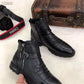 Italian Hand-embossed Zipper Martin Boots