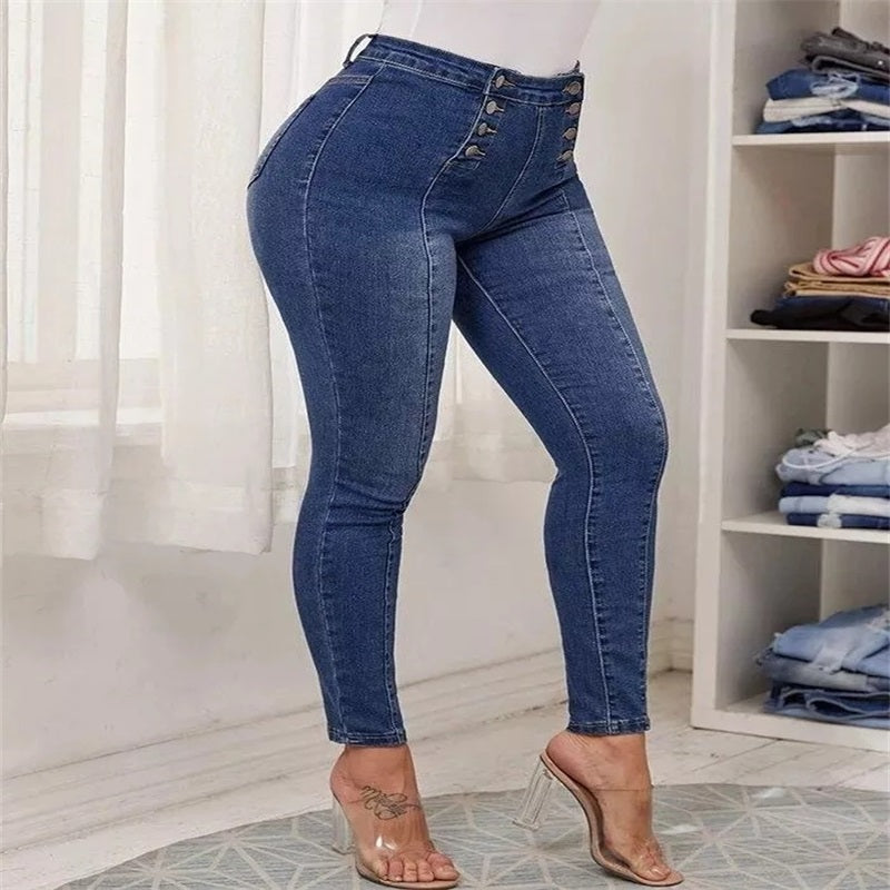 Double Breasted High Waist Skinny Jeans-6